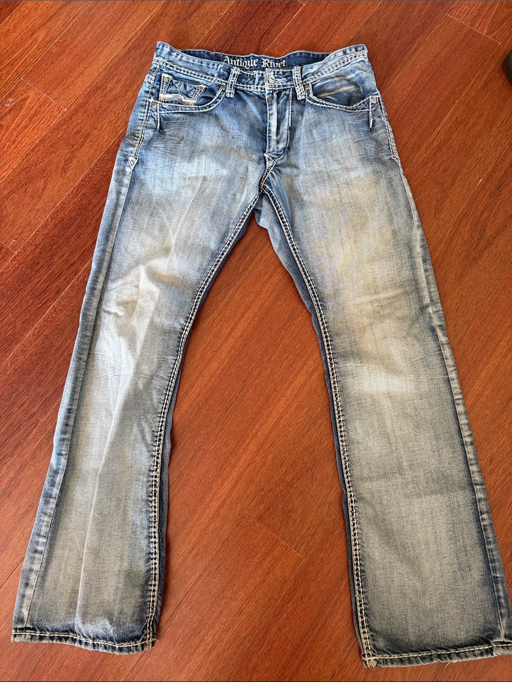 Antique Rivet Men's Light Blue Bootcut Jeans